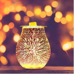 Electric Oil Burner, YUNYODA 3D Glass Aroma Lamp Wax Burner, Oil Burner, Wax Melt Burner, Warmer, Candle Oil Burner, Night Light, Decorative Lamp for Home Bedroom
