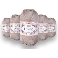 LaVita Yarn Rose Hand Knitting Yarn, Wool, 5-Piece Pack, 100% Acrylic, 1 Ball, 100 g, 350 m (7121)