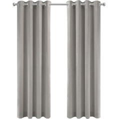 LW Collection Curtains Grey Velvet Ready 140 x 225 cm with Eyelets - Ready Curtains with Eyelets Velour - Velvet Curtains - Blackout Curtains - Blackout Curtains - Blackout