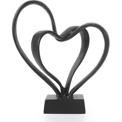 Aoneky Cast Iron Sculpture with Double Hearts | Love Statue for Wedding Anniversary, Valentine's Day Gift | Romantic Metal Decor Ornament for Home