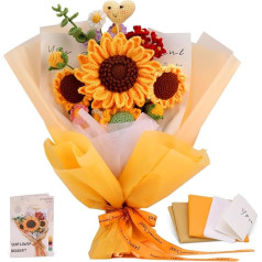 MASPHY Crochet Hook Kit for Beginners, Sunflower Bouquet for Crochet, Complete Crochet Kit with Flowers for Beginners with Video Tutorial Step for Crafts