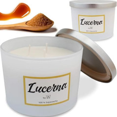 XXL 3 Wick Scented Candle in Jar with Lid, Brown Sugar, Aromatic, Caramel, Large, 800g, 70 Hours Burn Time, Soy Wax Natural, Relaxing, Wellness, Gift for Women and Men