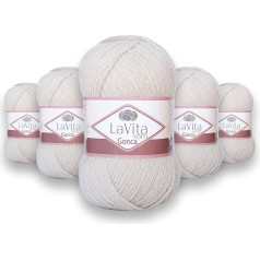 LaVita Yarn Gonca Hand Knitting Yarn, Double Knitting Yarn, Pack of 5, 100% Acrylic Yarn, 1 Ball 100 g, 300 m - DK (1006)