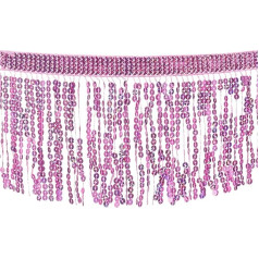 QUARKZMAN 10 Yards Sequin Fringe Border 6.3 Inch Wide Tassel Fringe Sewing Border Ribbon Polyester for DIY Crafts Sewing Curtain Cushion Dress Clothing Decoration Pink