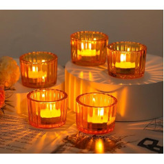 Teelichthalter, Glas, goldfarben, 12 Stück