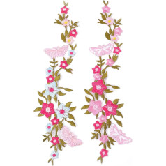NICENEEDED 4 Pieces Floral Embroidery Lace Applique Floral Embroidered Iron on Fabric Applique Embellishments Applique for Bridal Dress Party Dress Clothes Craft DIY