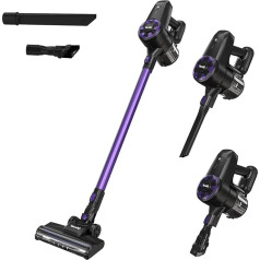 VacniQ Cordless Vacuum Cleaner, 30 kPa Suction Power, Foldable, 250 W, for Pet Hair, Carpets and Hard Floors, Lightweight, One-Handed Operation (Purple 2)