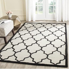 SAFAVIEH Geometrisch Teppich für Wohnzimmer, Esszimmer, Schlafzimmer - Cambridge Collection, Kurzer Flor, Elfenbein und Schwarz, 152 X 244 cm