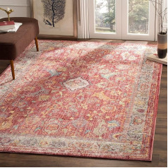 SAFAVIEH Traditionell Teppich für Wohnzimmer, Esszimmer, Schlafzimmer - Bristol Collection, Kurzer Flor, Rose und Hellgrau, 91 X 152 cm