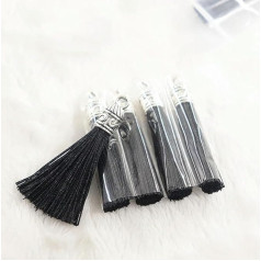 5/10/20pcs 4cm Silver End Caps Tassels Brush Charms DIY Tassels Earring Pendant Jewellery Making Accessories