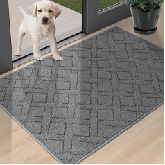 COSY HOMEER Indoor Doormat, Non-Slip Dirt Trapper Mat, Indoor, Machine Washable, Washable Door Mat Indoor, Absorbent Door Mat for Back Door, Entrance, Hallway, Kitchen (Grey, 80 x 120 cm)