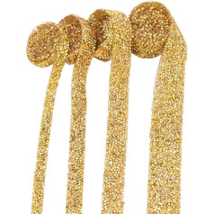 Trimm für Nähen, 2 Yard Kristall-Hotfix-Strassband, glitzerndes Nähbesatzband for Kostümzubehör, Hochzeitskleid, Aufbügelapplikation (Color : Gold, Size : Width 0.59inch)