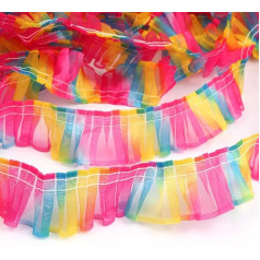 YYCRAFT 5 Pieces Rainbow Organza Lace Trim 1.5