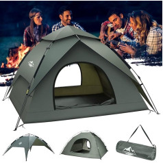 Camping Tent, Pop Up Tents for 3-4 People, Family Tent, Camping and Backpackin Automatic Tents, Waterproof & Windproof, Quick Set-up Tent for Picnic, Hiking, Outdoor Activities