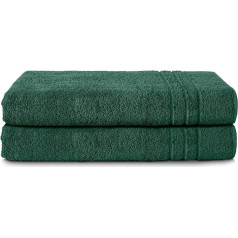 Komfortec Set of 2 Sauna Towels, 80 x 200 cm, 100% Cotton, XXL Sauna Towels, Soft, Large, Terry Cloth, Quick-Drying, Dark Green