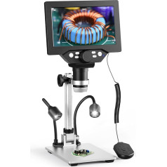 Digital Microscope, Couleeur 1200X 12MP Rotating Height and Microscope, 7 Inch LCD Display Mini Microscope with 2 Adjustable Side Lights and 8 LED Light Beads for Electronic Repair