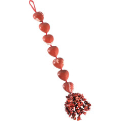 Nupuyai Red Jasper Heart Crystal Stone Hanging Ornament, Spiritual Healing Tumbled Stones Lucky Fengshui Ornament for Car Home Decor Reiki Yoga Meditation 30-32cm