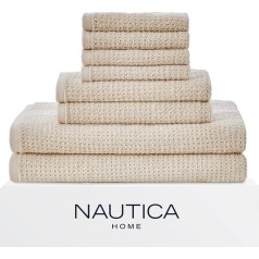 Nautica - 8 Piece Bath Towel Set, Highly Absorbent and Quick Dry Towel, Stylish Bathroom Decor and Dorm Essentials (Oasis Beige, 8 Pieces)