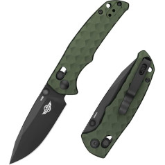 OKNIFE Rubato 3 Pocket Knives 154 cm, Drop Point Folding Knife, Rail Design, Eggshell Al Handle, Double-Sided Pocket Clip, Good for Survival, Camping, Hunting, Man Gift (OD Green)