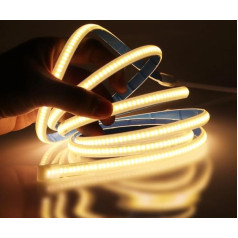 Wisada 220 V COB LED Strip 10 m, 288 LEDs/m Flexible Super Bright Warm White CRI≥85 LED Strip Light, IP65 LED Strip Light Strip Chain Self-Adhesive with Plug for Bedroom, Cupboard Lighting