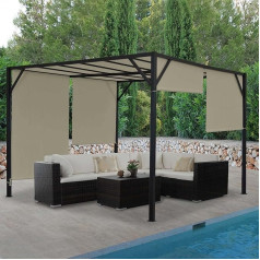 Pergola Baia Garden Gazebo Patio Canopy, Sturdy 6 cm Steel Frame + Sliding Roof, Taupe, 4 x 4 m