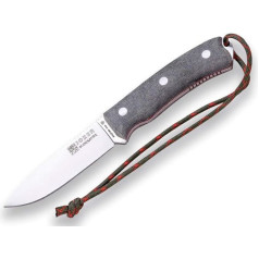Joker Bushcraft Knife Bushcrafter CV120 Micarta Handle 10.5cm Blade Made of Böhler N695 Steel with Black Leather Sheath and Parakord 550 Tool for Fishing, Hunting, Camping and Hiking