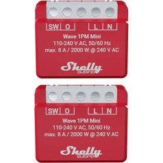 Shelly Qubino Wave 1PM Mini | Pack of 2 | Z-wave Smart Switch Relay, 1 Channel 8 A with Power Meter | Home Automation | iOS Android App | Low Power Consumption