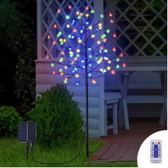 GOESWELL Solar Plug Garden Lights 104 LED, 1.5 m Cherry Blossom Christmas Solar Garden Light Trees with Adjustable Branches for Pathway, Yard, Lawn, Backyard, Holiday Party Decoration (Colour)