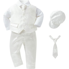 Booulfi Christening Suit Boy Baby Christening Dress Boy Suit Baby Boys Clothing Set Gentleman Set with White Shirts Vest Trousers Shoes Cap Christening Gift
