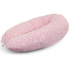 HOBEA-Germany Nursing Pillow 190 cm x 76 cm XXL Positioning Pillow Pregnancy Pillow for Baby and Adults Side Sleeper Pillow Nursing Pillow with Cover Made of Organic Cotton (Blossom Dream Dusky Pink)