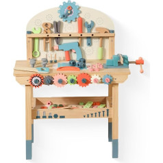 Children's Workbench Tool Box, Wooden Toy, Children's Tool from 2 3 4 Years, Montessori Toy, Tool Box, Educational Games, Tool Case, Children's Tool Trolley, Gift for Boys and Girls, 2, 3, 4 Years