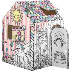 Fellowes Bankers Box Cardboard Playhouse for Kids Crafts Painting Unicorn House - 100% Recyclable - FSC Certified - White