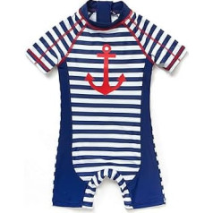Baby Boys' Sun Suit UPF 50+ Sun Protection All-in-One with Zip Swimwear with Sun Hat (Captain, 18-24 Months)