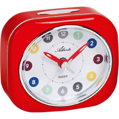 Atlanta 1983/1 Children's Alarm Clock without Ticking for Girls with Light Red