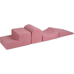 MEOWBABY Foam Building Blocks for Children – Baby 4 Elements Soft Building Blocks Playground 195 x 45 cm, Boucle, Pink