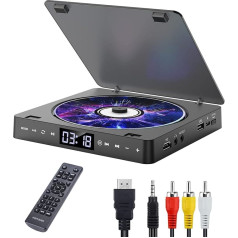 Gueray DVD Player for TV All Regions Free Portable Mini DVD CD Player with HD 1080P HDMI/AV USB/3.5 mm AUX Port, Including Remote Control, HDMI AV Cable (Black)