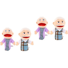 ibasenice Pack of 4 Character Hand Puppets Old Man Hand Puppets Teaching Doll Jolly Helpers Hand Puppets Stuffed Toy Old Man Costume for Adults Children Dresses Lifelike Hand Puppet DIY Figure