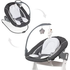 Hauck Alpha Bouncer Deluxe 2-in-1 Baby Rocker Compatible with Alpha+ and Beta+ High Chair, Baby Rocker for Newborns from Birth to 9 kg, with Play Arch, Seat Reducer, Swing Function, Melange Grey