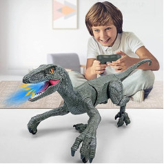 WEEFEESTAR Remote Control Dinosaur Toy for Boys, Electronic Dinosaur Toy Walking and Roar Realistic with 2.4GHz RC Jurassic Velociraptor Robot Toy for Kids