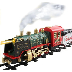 Remote Control Christmas Trains Smoke Spray Lights Music Christmas Decoration Rechargeable Electric Trains Christmas Birthday Gifts (Colourful)