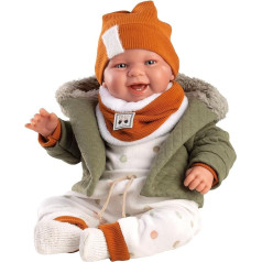 Llorens 1084466 New Born Doll Boy, Doll with Blue Eyes and Soft Body, Baby Doll with Romper, Hooded Jacket, Hat and Socks, 44 cm