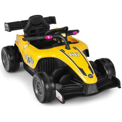 COSTWAY Electric Car for Children, 12 V Children's Go-Kart with Music and Light, Children's Racing Car 2-5 km/h, Includes 2.4 G Remote Control, for Children from 3 Years (Yellow)