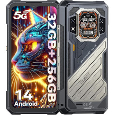 CUBOT King Kong X Robust Smartphone Without Contract 256GB ROM TF 1TB Expand 6.58 Inch FHD 120Hz Android 14 Outdoor Mobile Phone 100MP Camera 10200mAh 5G Dual SIM/NFC/GPS/Fingerprint/Secondary Screen