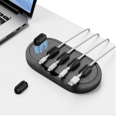 smofish Kabelmanager, Magnetischer Kabelhalter, Mehrzweck-Kabelhalter für Schreibtische Nachttisch, Kabelhalter Organizer, 6 Kabel-Clips für Lightning-Kabel, USB-C-Kabel, Mikro-Kabel, Schwarz