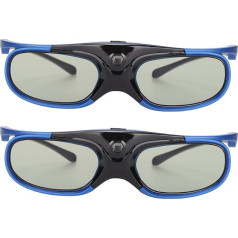 2 Pack DLP Link 3D Glasses Rechargeable Active Shutter Glasses 144Hz for All DLP Link 3D Projectors