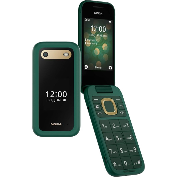 Nokia 2660 Folding Mobile Phone with 2.8 Inch Display, Dual SIM, 4G, Zoomable User Interface, Emergency Call Button, Hearing Aid Compatible (HAC), 20+ Standy Time - Green