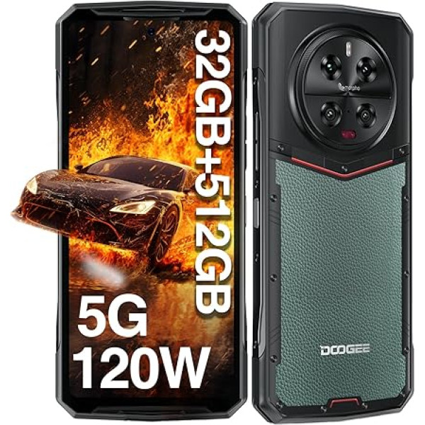 DOOGEE DK10 Outdoor Mobile Phone 5G - 512GB + 32GB Dimensity 8020.64MP Night Vision + 50MP x 3 Quad Camera 6.67 Inch 120Hz Outdoor Smartphone without Contract, 120W/5150mAh IP68 Android Dual SIM/WiFi