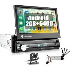 [2GB + 64GB] CAMECHO 1 DIN Android 10 Car Radio with Screen Navi, 7 Inch Touch Display with Bluetooth Hands-Free Kit I WiFi I GPS Navigation I FM, RDS,EQ I USB, AUX I Mirror Link + Reversing Camera