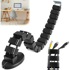 1.3 m Cable Management Square Cable Hose Self-Closing Flexible Desk Cable Management Black Cable Guide for Height-Adjustable Desks