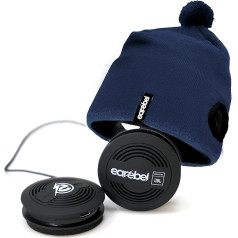 Earebel Sound by JBL Bluetooth 5.0 On-Ear Headphones with Microphone - Sport Impulse Beanie Navy with Headphones for Running, Workout, Gym, Training - Compatible with Apple and Much More